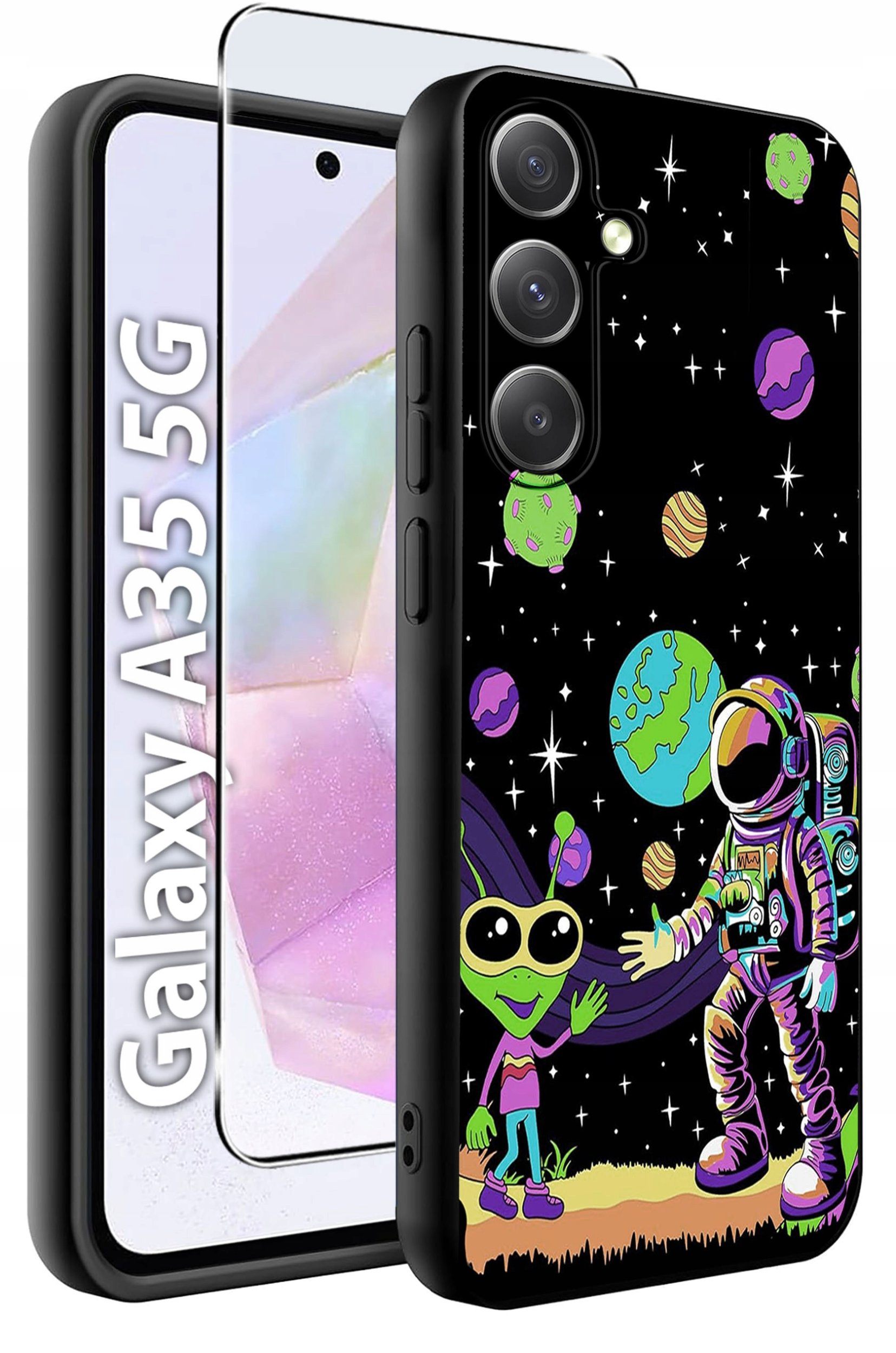 ETUI do Samsung A35 5G WZORY | SILIKONOWE MATT CASE + SZKŁO HARTOWANE 9H