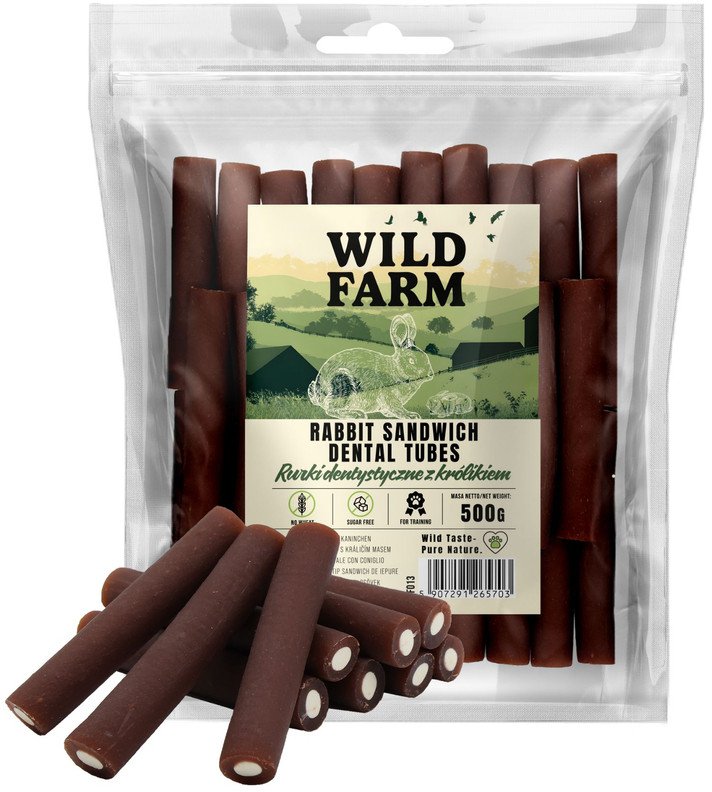 WILD FARM Rurki dentystyczne z królikiem 500g przysmak dla psa