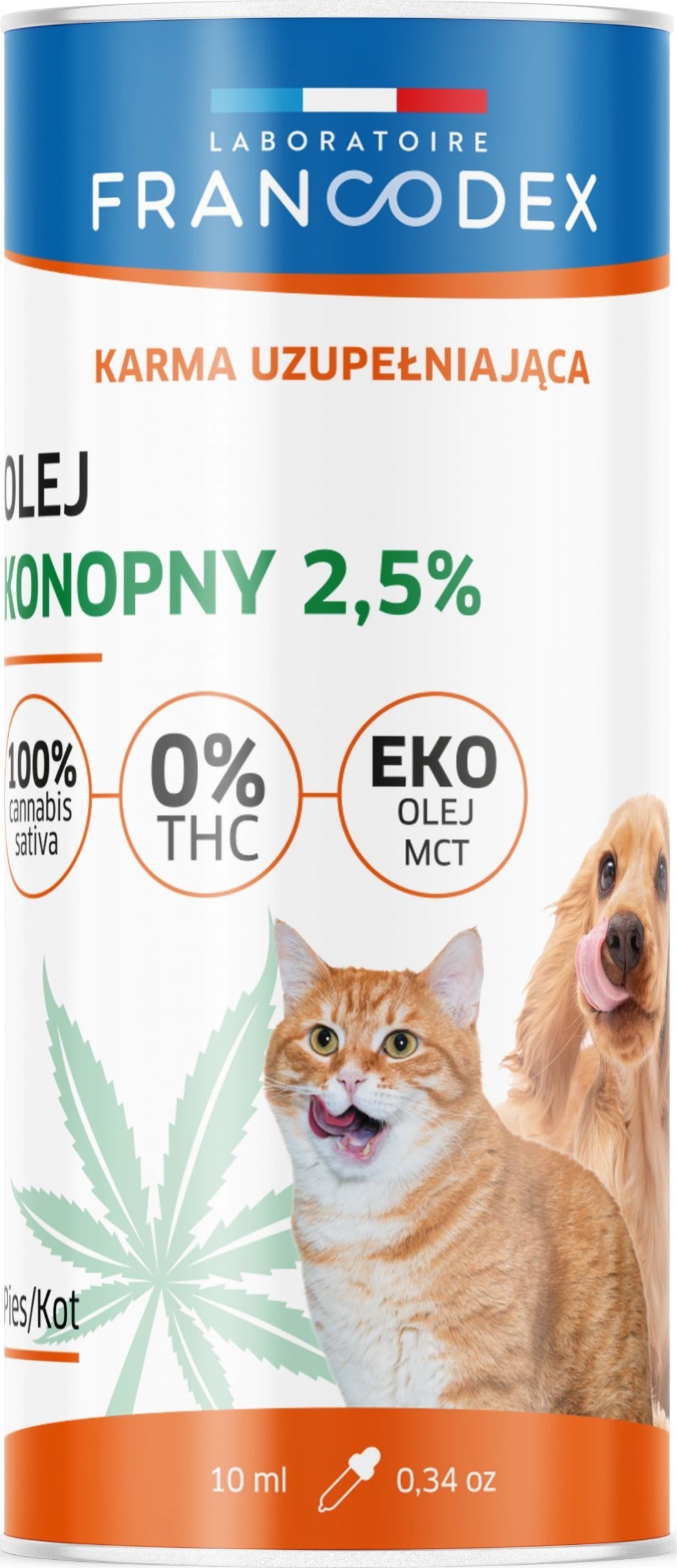 Francodex FRANCODEX PL Olej konopny CBD dla psów i kotów bez Thc 2,5% 10 ml