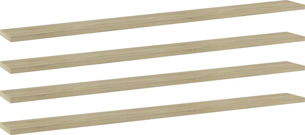 vidaXL Półki na książki, 4 szt., kolor dąb sonoma, 100x10x1,5 cm