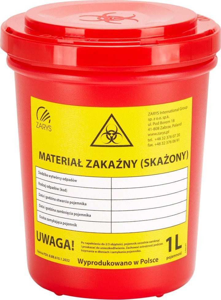 Activeshop Pojemnik na odpady medyczne 1 L czerwony