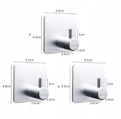 WIESZAK ŁAZIENKOWY komplet METALOWY Sebrny 3szt