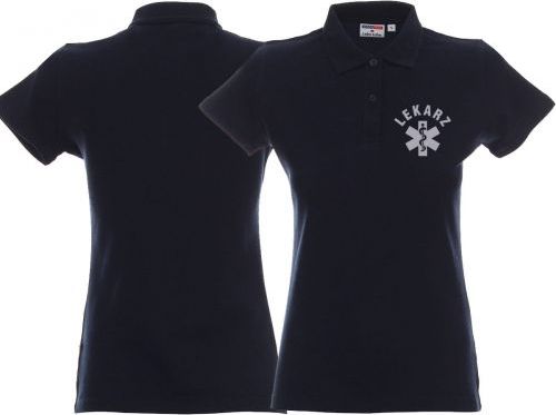 LPP - Promostars Koszulka Polo ratownicza granatowa damska odblaskowa FUNKCYJNA - nadruk przód
