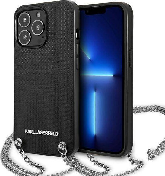 Karl Lagerfeld KLHCP13XPMK iPhone 13 Pro Max 6,7" hardcase czarny/black Leather Textured and Chain
