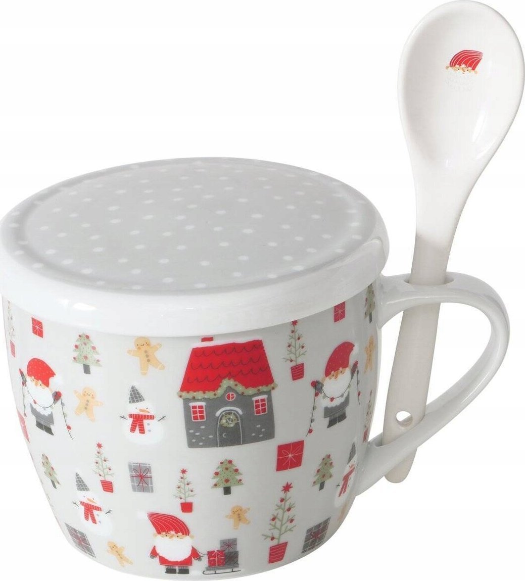 Boltze Świąteczny kubek jumbo z pokrywką i łyżeczką MONTI, 600 ml