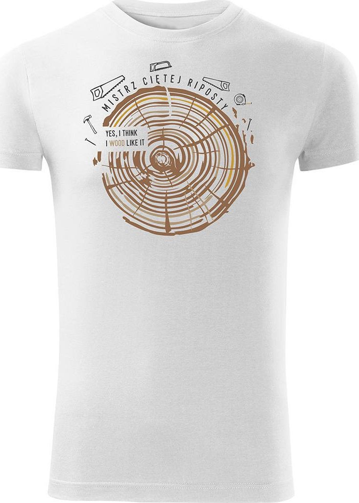 Topslang Koszulka dla stolarza drwala męska biała Slim S