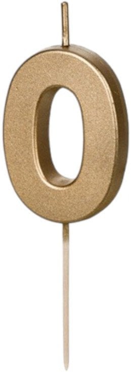 Świeczka urodzinowa na tort Cyfra 0 liczba glamour złota Urodziny