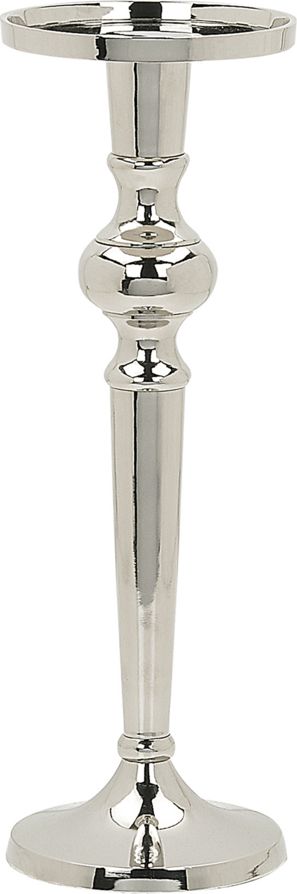 Beliani Świecznik metalowy 40 cm srebrny SANAFA