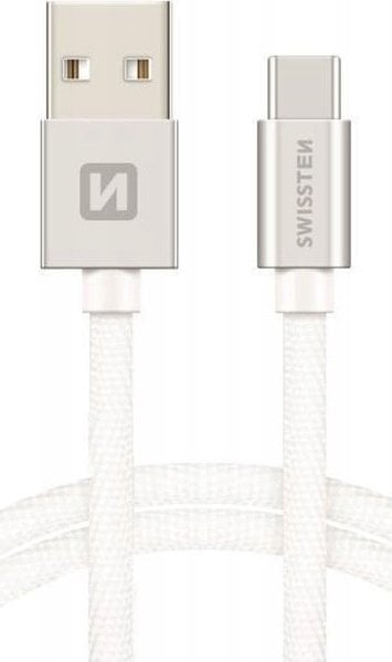 Kabel USB Swissten USB-A - USB-C 2 m Srebrny (SW-QU-TYPC-3.1-2m-SI)
