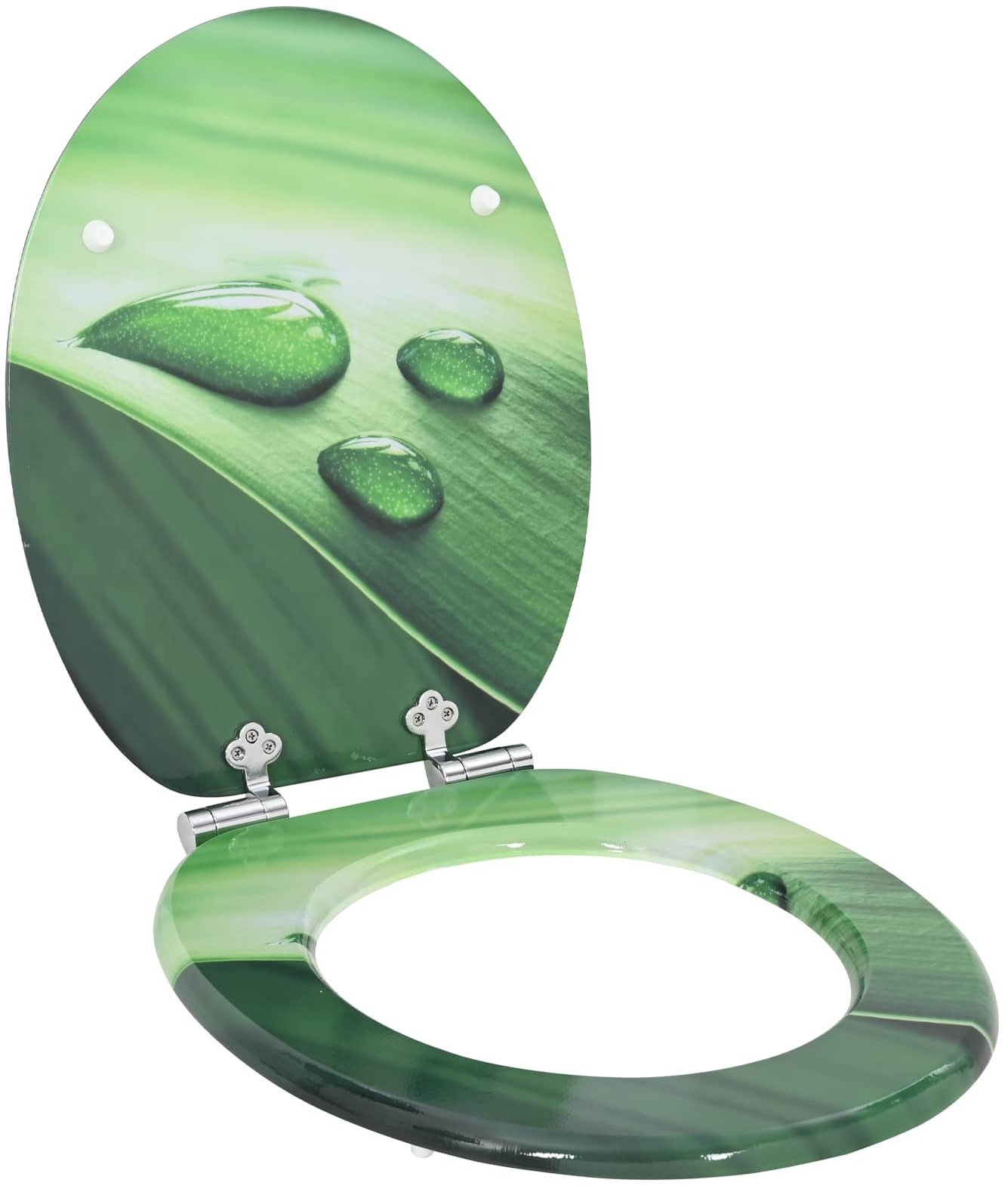 vidaXL Deska toaletowa Zielony krople 44 x 38 cm Płyta MDF