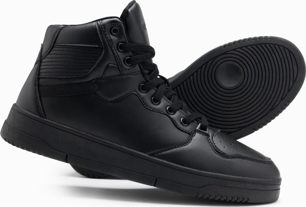 Ombre Męskie ocieplane buty sneakersy z wysoką cholewką czarne V6 OM-FOSH-0139 42