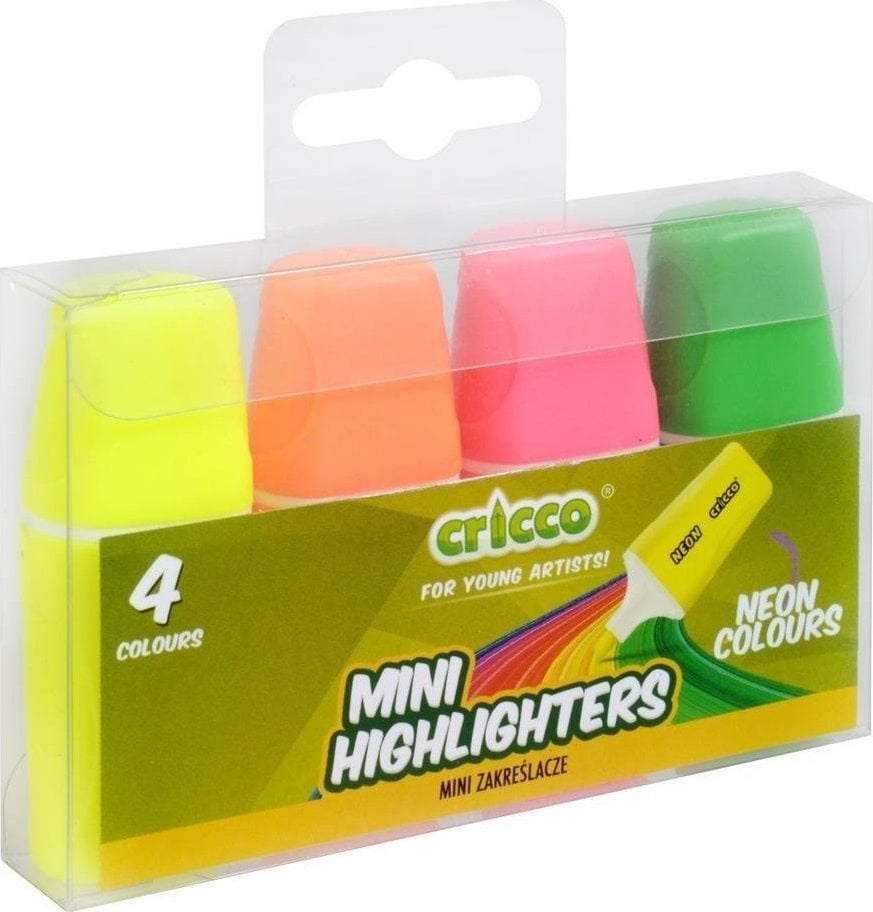 Cresco Zakreślacze mini neon 4 kolory CRICCO
