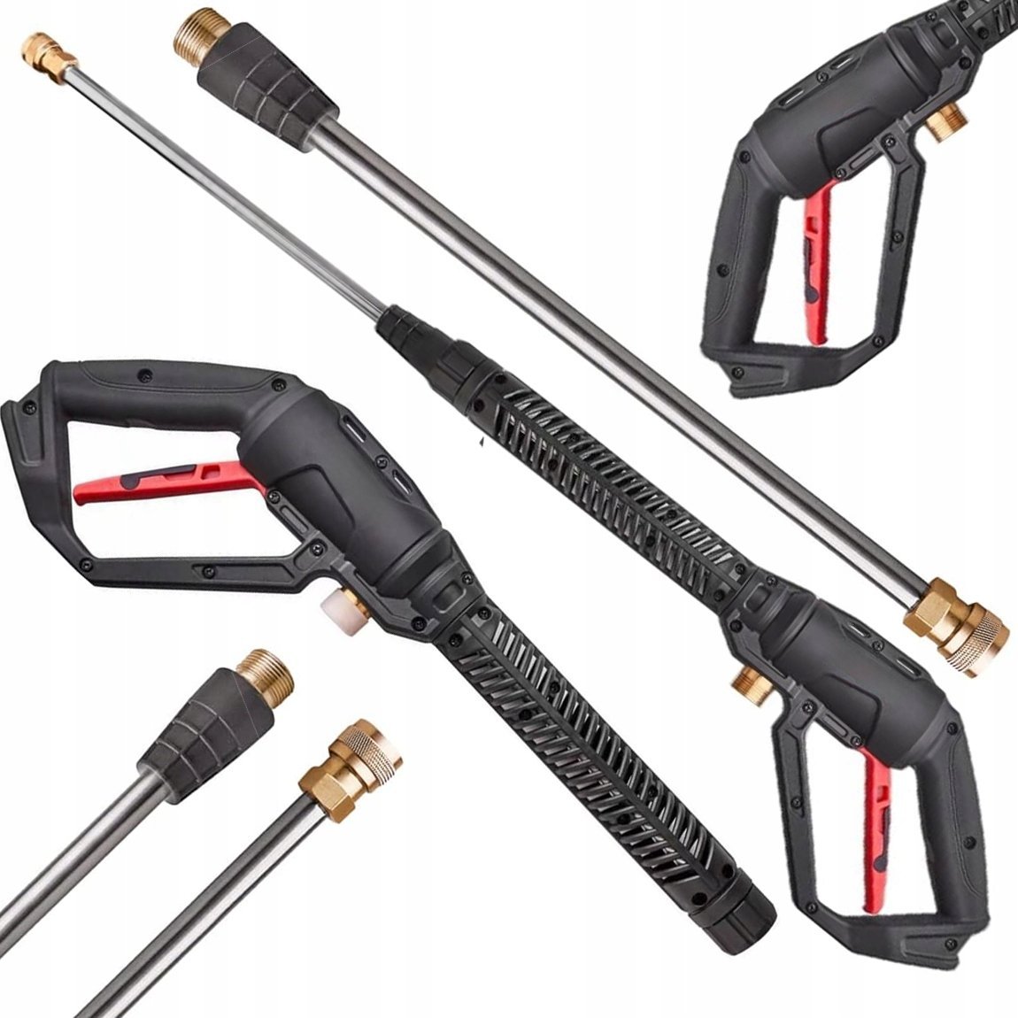 Myjka ciśnieniowa Rosfix Pistolet do myjki ciśnieniowej Pro Clean Gun PCG1 z przyłączem M22x1,5; trzpień 14mm + lanca z szybkozłączką 1/4"