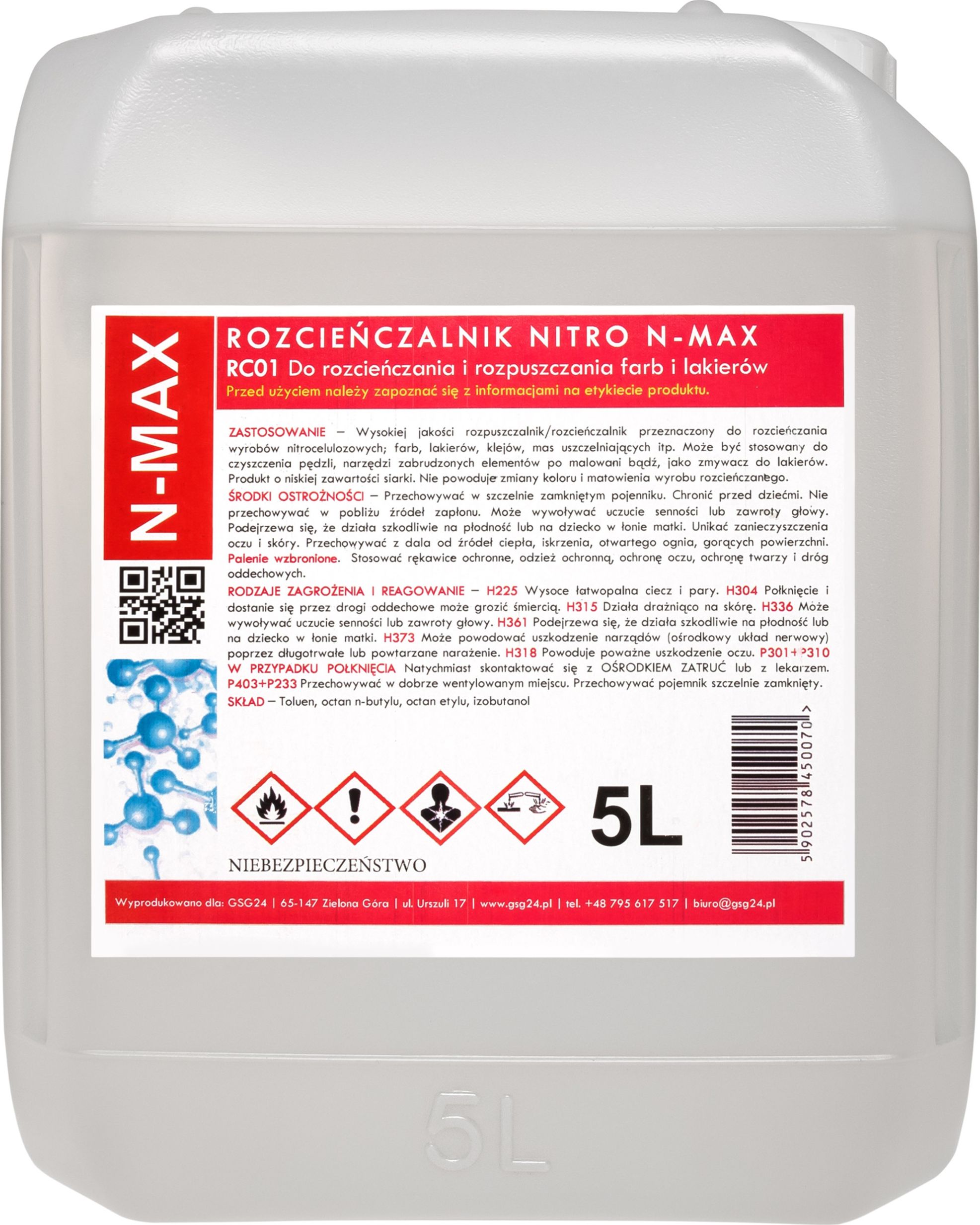 GSG Rozcieńczalnik rozpuszczalnik NITRO RC-01 N-MAX 5L Rozcieńczalnik rozpuszczalnik NITRO N-MAX 5L