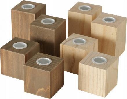 Boltze Świecznik na świece drewniany Allaro komplet 4 szt.