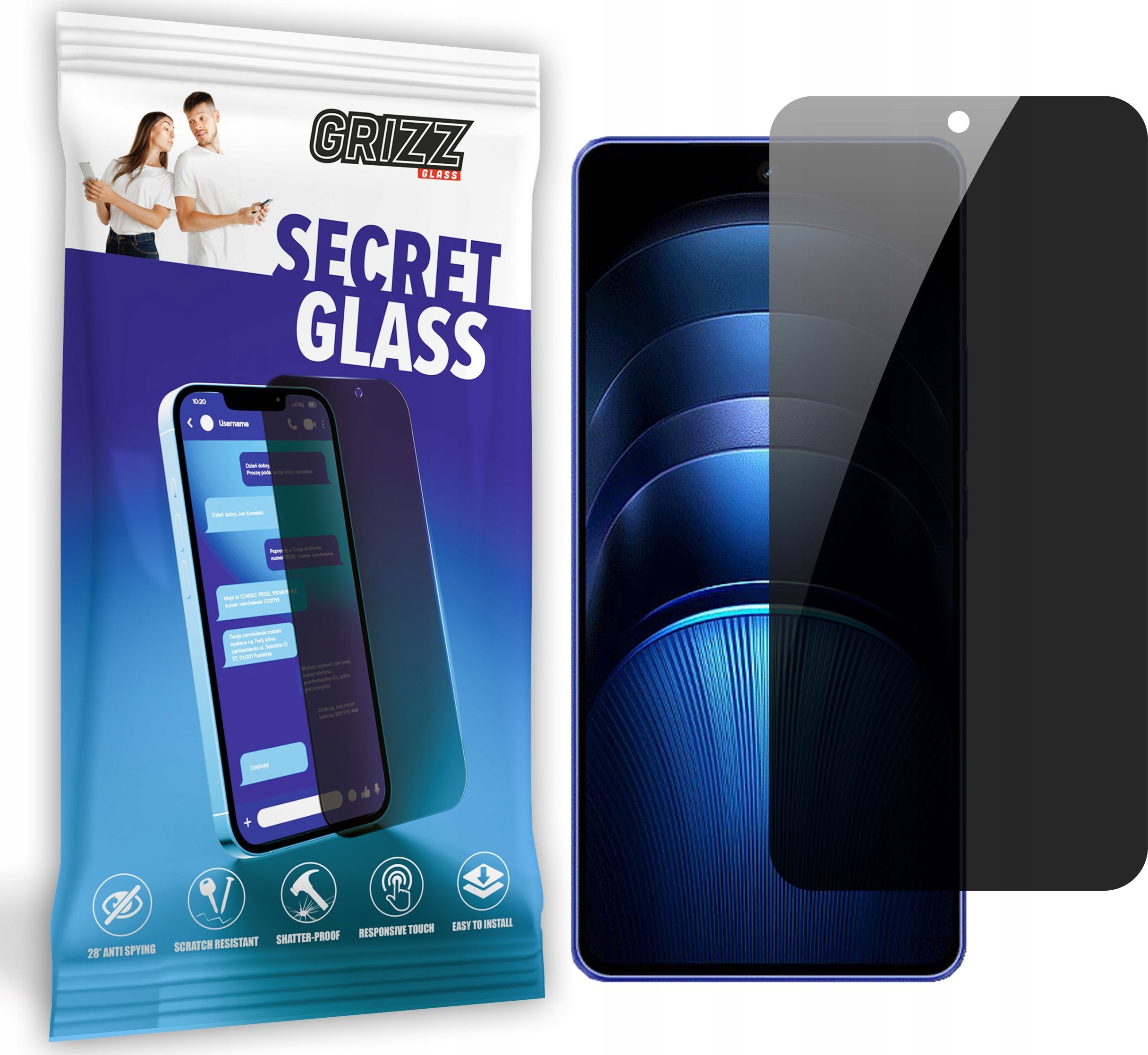 GrizzGlass Szkło prywatyzujące GrizzGlass SecretGlass do Vivo IQOO Neo9s Pro Plus