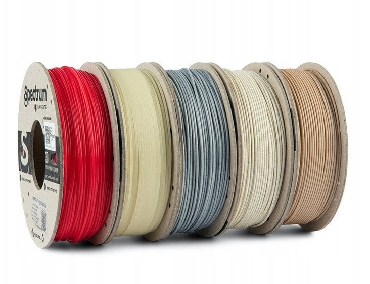 Spectrum Filament PLA specials 5x250g mix, 80754, Stone Light, Stone Dark, Thermoactiv Red, Wood OAK, Glow Green