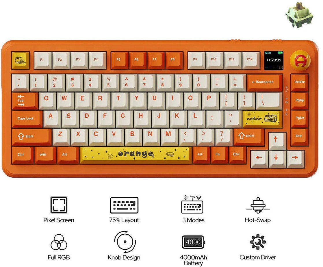 Klawiatura AK820 MAX Avocado Switch Orange-White Theme-RGB-With Screen