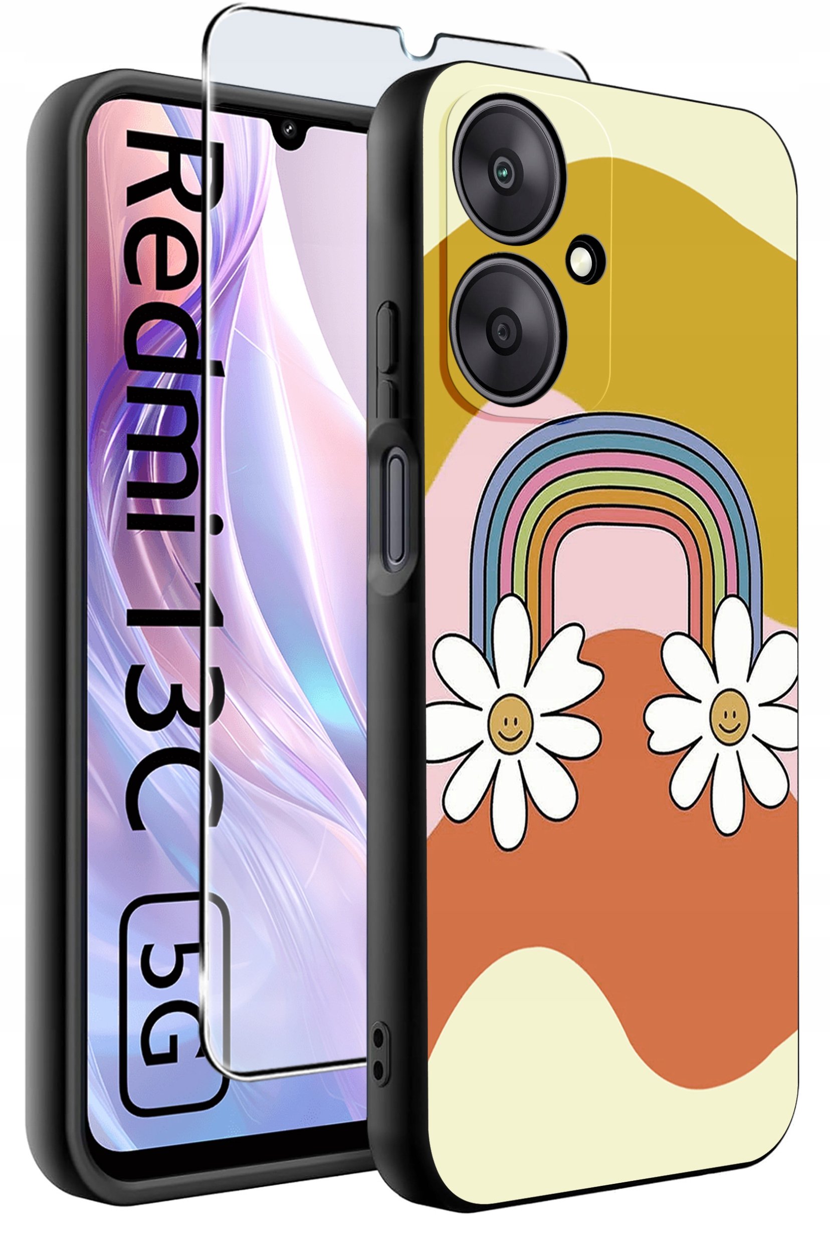 ETUI do Xiaomi Redmi 13C 5G WZORY |SILIKONOWE MATT CASE +SZKŁO HARTOWANE 9H