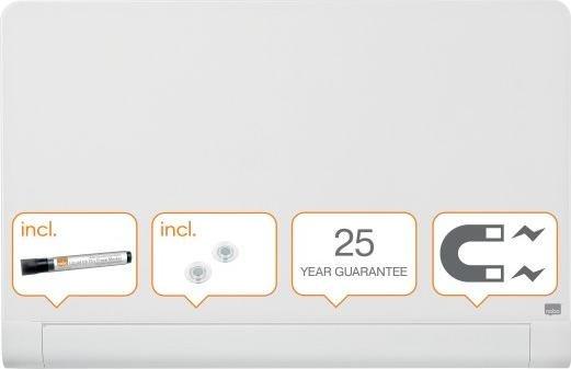 Nobo Szklana tablica Nobo Impression Pro z zaokrąglonymi rogami 1000x560mm, lśniąca biel
