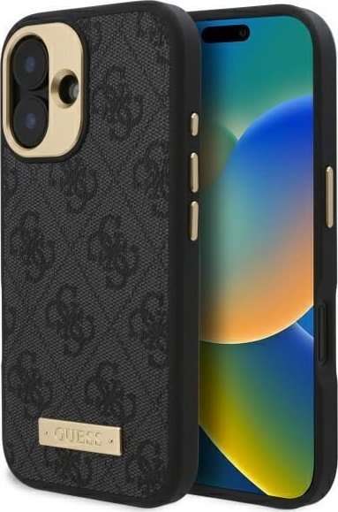 Guess Guess GUHMP16SU4GPRK iPhone 16 6.1" czarny/black hardcase 4G Logo Plate MagSafe