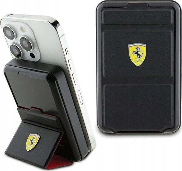 Powerbank Ferrari Ferrari Powerbank Bezprzewodowy 15W FEPB10MSPLEK 10000 mAh z funkcją standu czarny/black Metal Logo MagSafe
