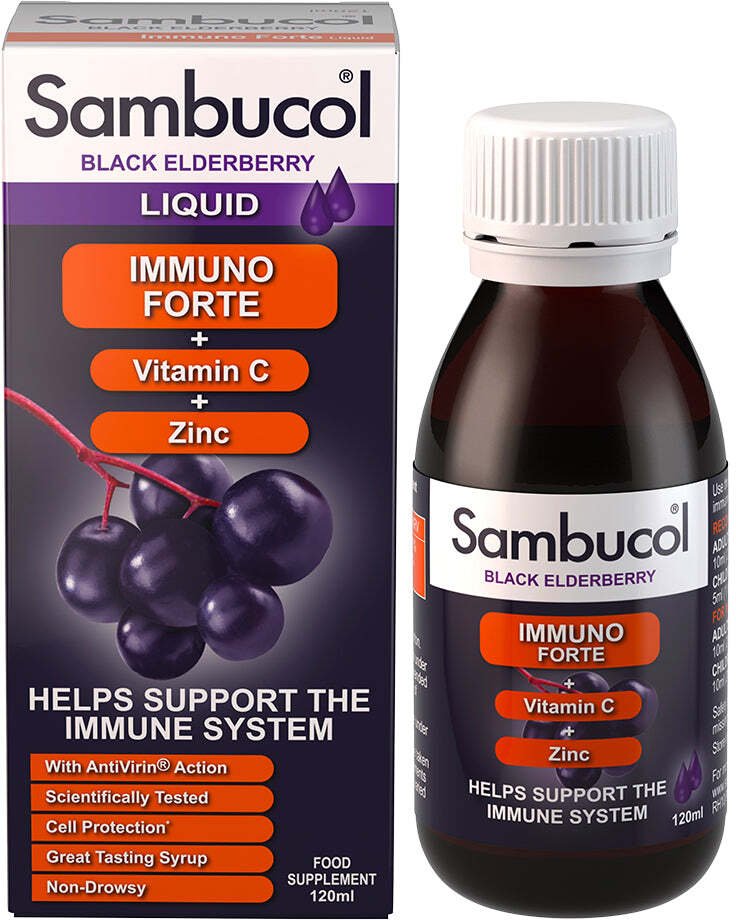 Usorteret Sambucol Immuno Forte Czarny Eldeberry Vitamin C & Zinc Support The Immune System Syrup 120 ml