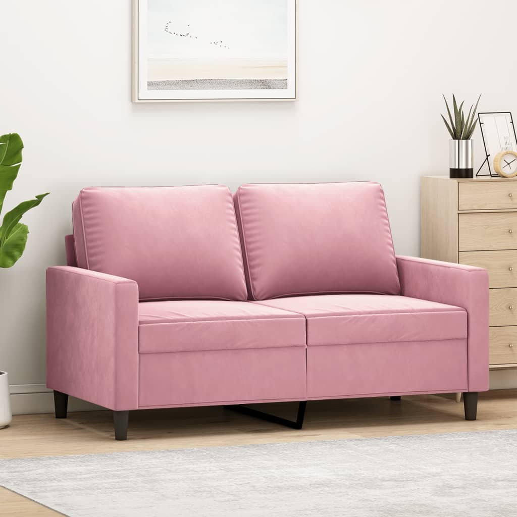 vidaXL vidaXL Sofa 2-osobowa, różowy, 120 cm, tapicerowana aksamitem