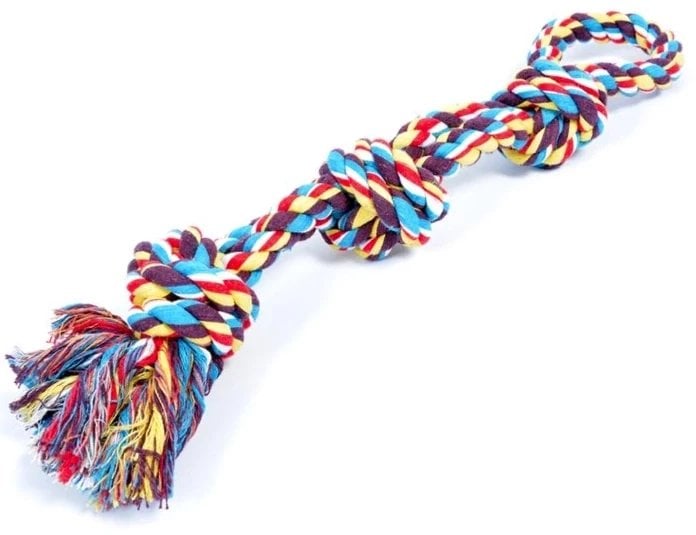 DUVO+ ZABAWKA SZNUR 3 WĘZŁY + PĘTLA MULTIKOLOR 60cm 4705100