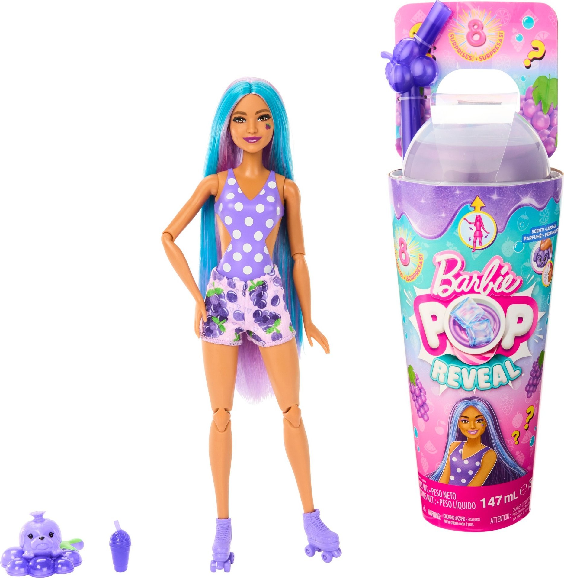 Lalka Barbie Mattel Barbie Pop Reveal Winogrono Lalka Seria Owocowy sok HNW44