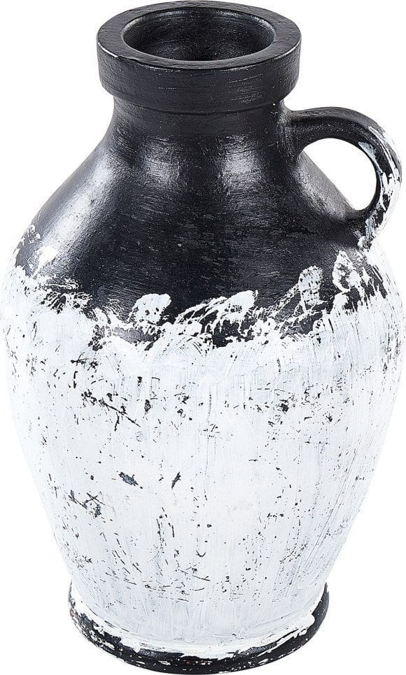 Beliani Wazon dekoracyjny z terakoty 33 cm czarno-biały MASSALIA