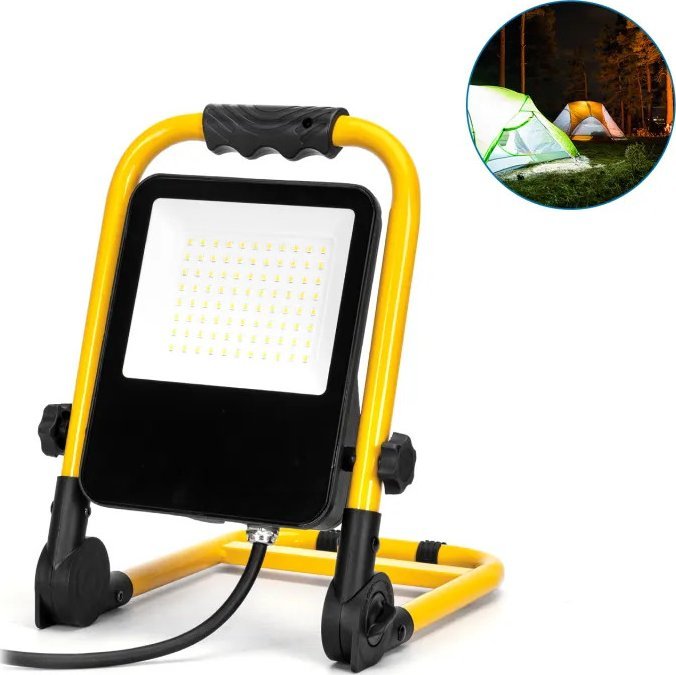 Aigostar Przenośny halogen lampa robocza 50W 6500K z przewodem Przenośna lampa robocza 50W 6500K odlewana ciśnieniowo z przewodem