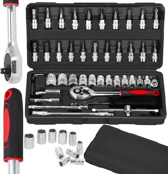 Zestaw narzędzi Springos Narzędzia warsztatowe, zestaw 46 el. klucze nasadowe z stali hartowanej w walizce UNIWERSALNY
