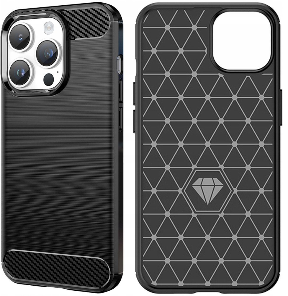 Carbon Case etui iPhone 14 Pro Max elastyczny żelowy pokrowiec na tył plecki czarny