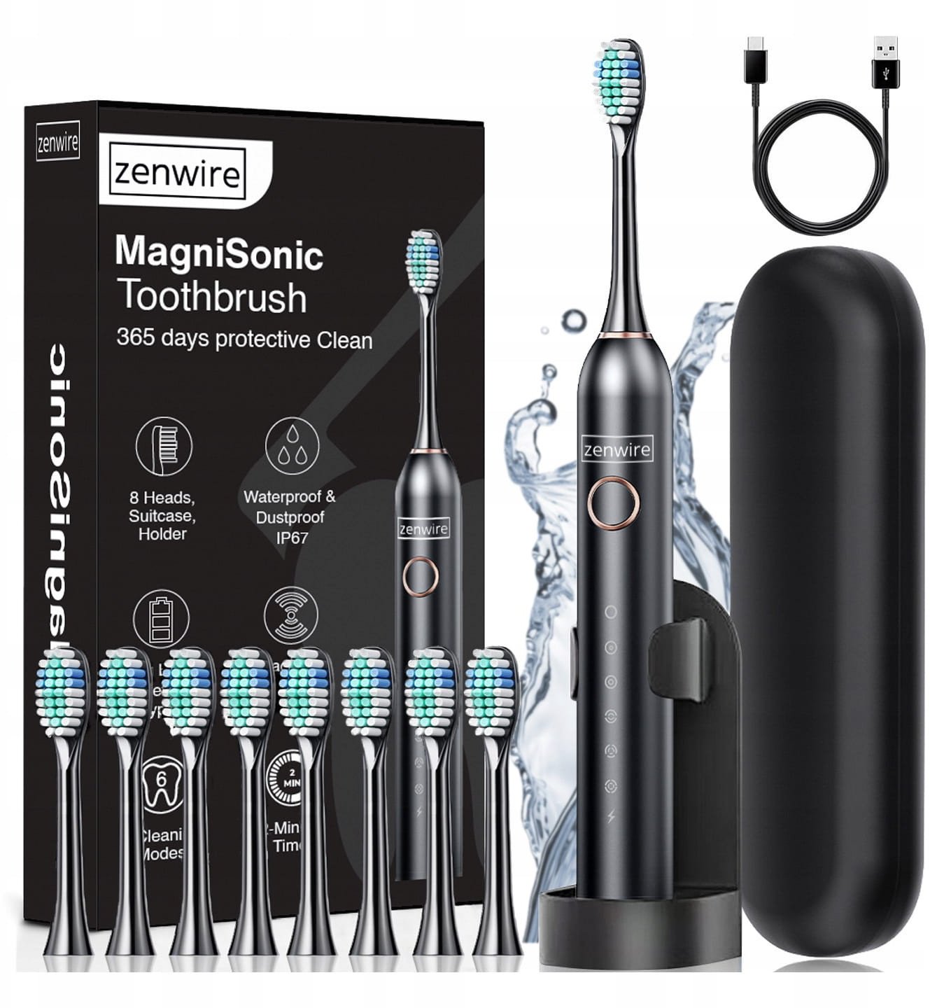 Szczoteczka Soniczna Elektryczna Magnetyczna do Zębów dla Dzieci Dorosłych