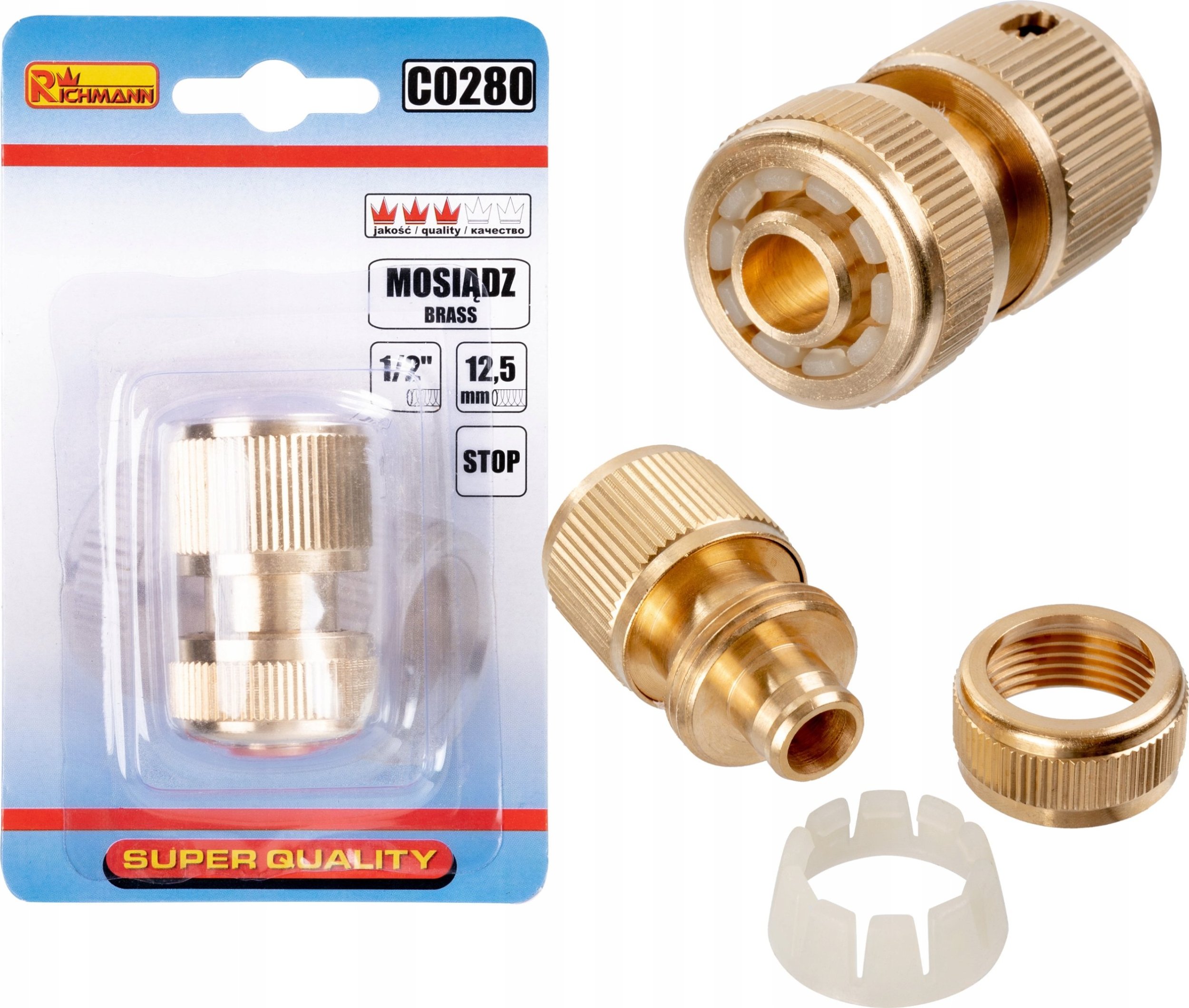 XTline Brass connection with STOP mech. 1/2"