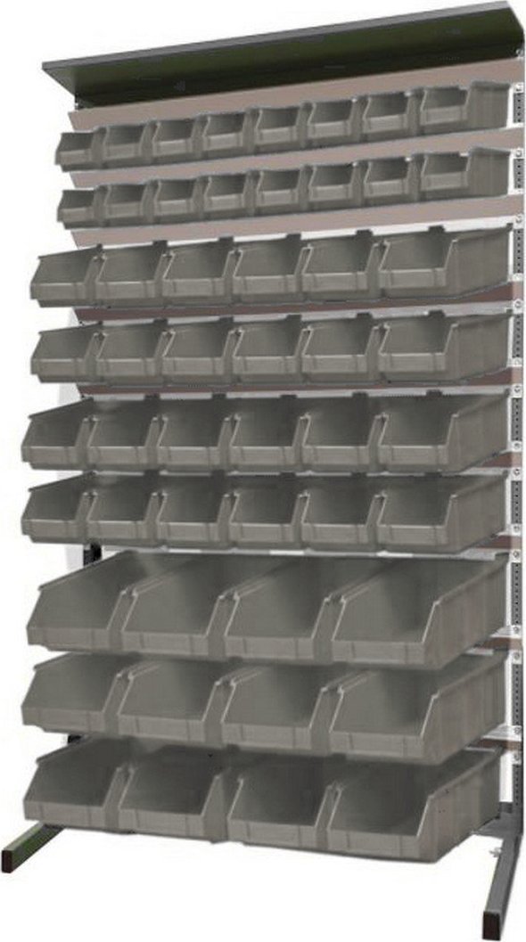 Leomar Regał do pojemników warsztatowych, jednostronny. Wym. 1560x940x400 mm 52 pojemniki (pojemniki bez pojemników)