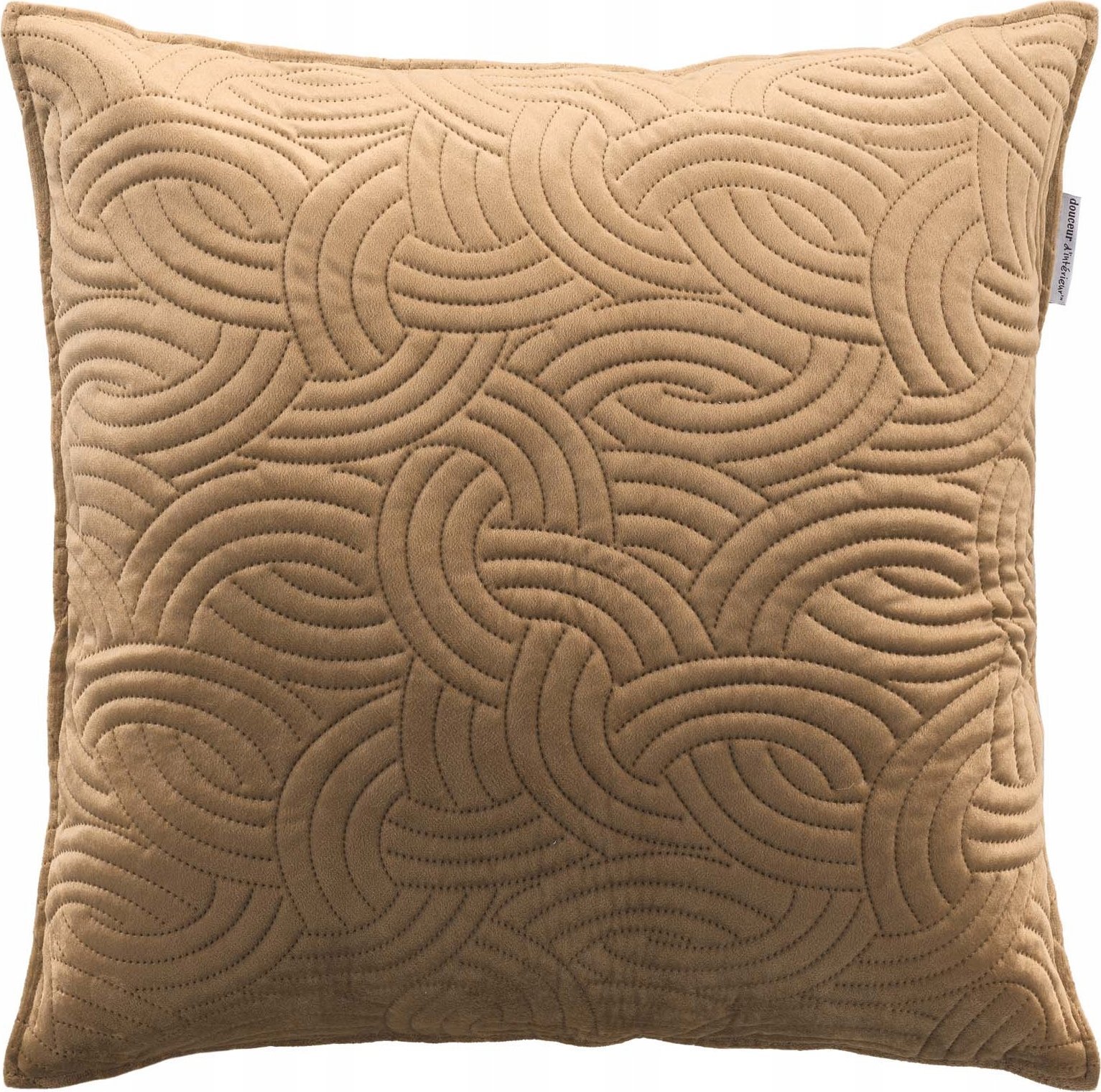 Douceur d`Interieur Błyszcząca poszewka dekoracyjna do salonu SOLANGE, tłoczony wzór, brązowa