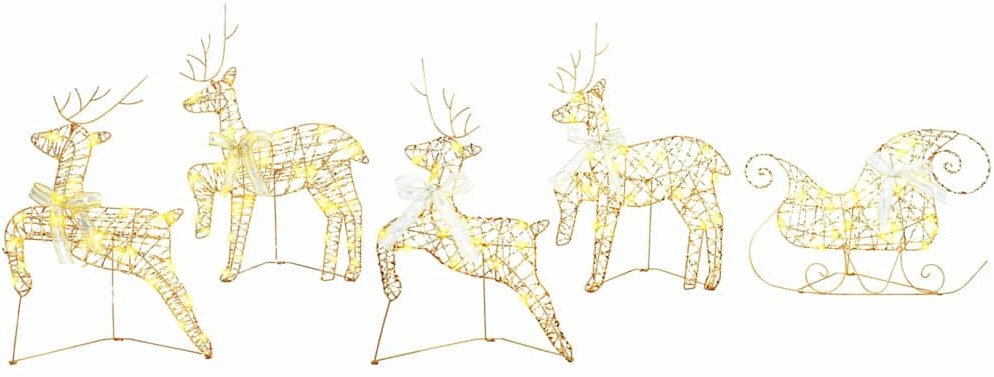 vidaXL LED Renifery z 40 diodami LED 5 pcs złoty PET