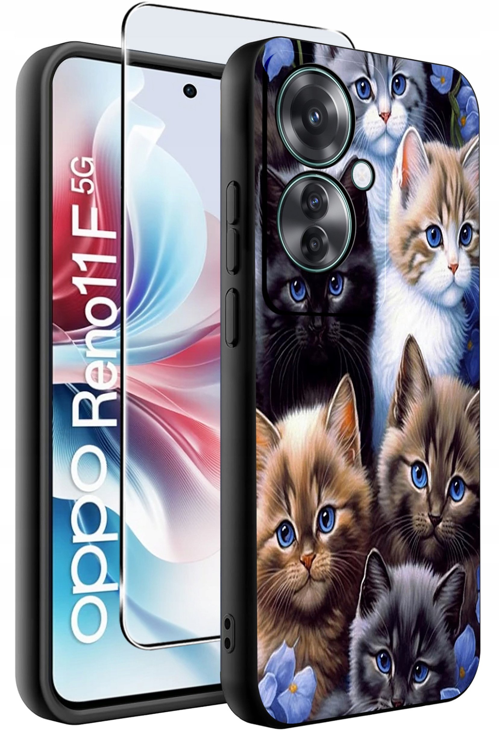 ETUI do Oppo Reno11 F 5G WZORY | SILIKONOWE MATT CASE + SZKŁO HARTOWANE 9H