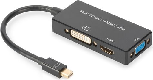 Adapter AV Digitus DisplayPort Mini - HDMI - D-Sub (VGA) - DVI-I czarny (AK-340419-002-S)