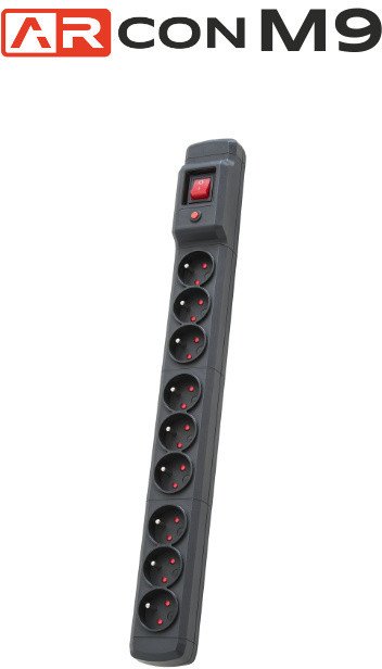 Listwa przeciwprzepięciowa 9 gniazd o długości 5m czarna Arcon M9 firmy Armac