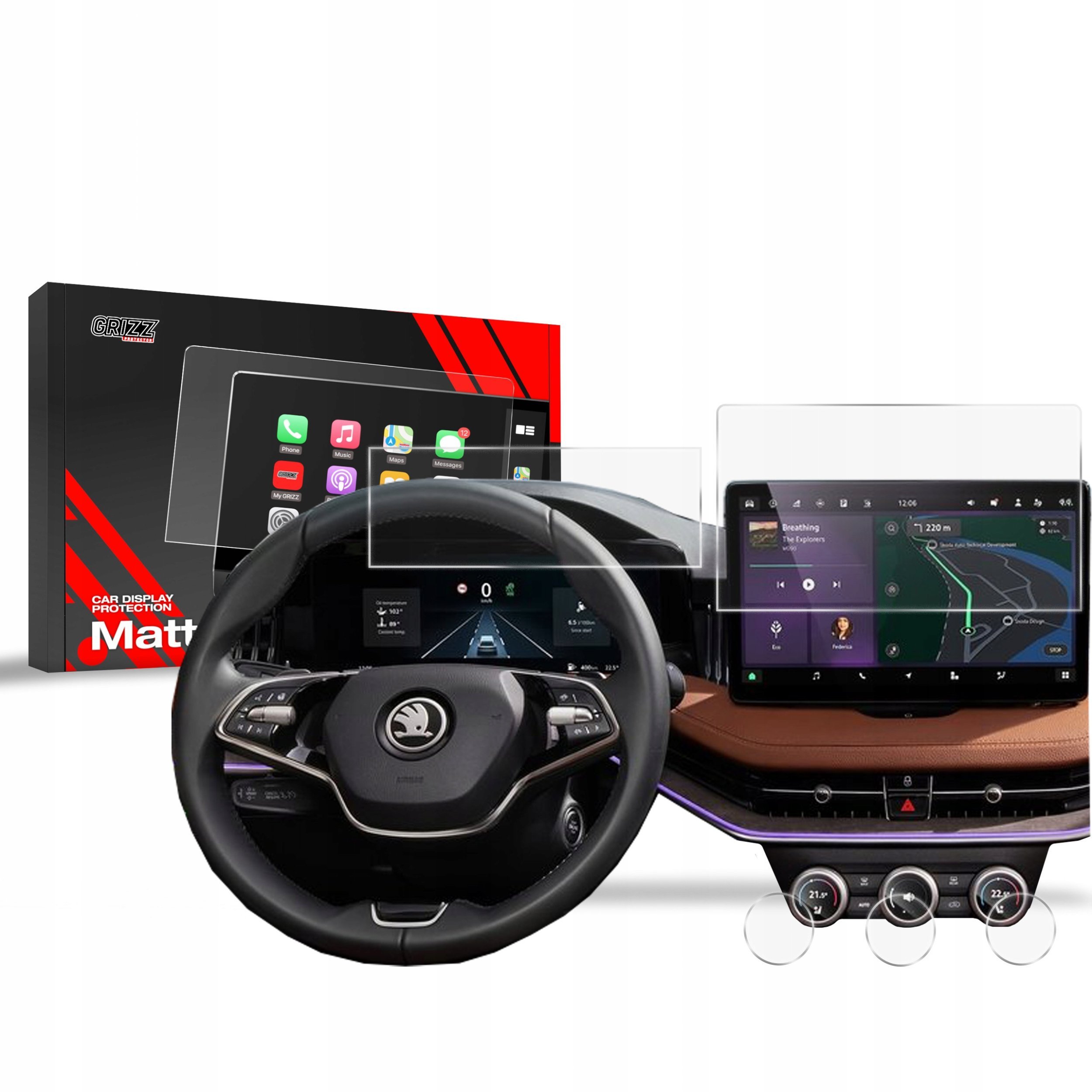 GrizzGlass Folia matowa CarDisplay Protection do Skoda Kodiaq 2 10” 2024