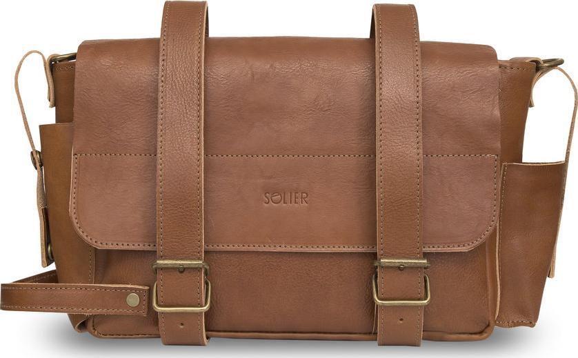 Solier Gold Skórzana torba rowerowa na kierownicę / ramę SR02 Assen jasny brąz NoSize