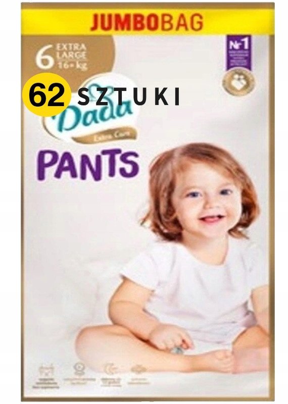 Pieluchomajtki Dada Extra Care 6 - 16kg+ - 62szt.