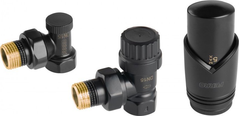 Ferro Zestaw termostatyczny kątowy, czarny