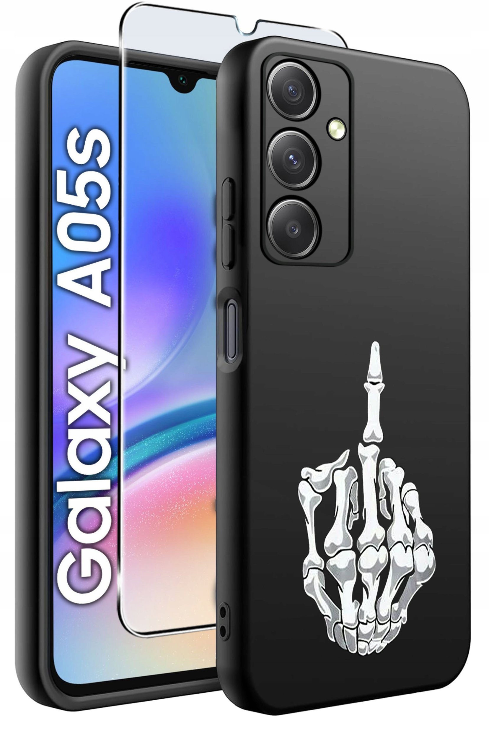 ETUI do Samsung A05s WZORY | SILIKONOWE MATT CASE + SZKŁO 9H