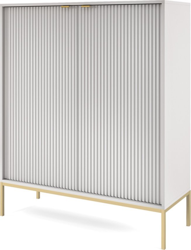 Ravio Pojemna komoda Kioto K104 w kolorze szarym i złotymi nóżkami