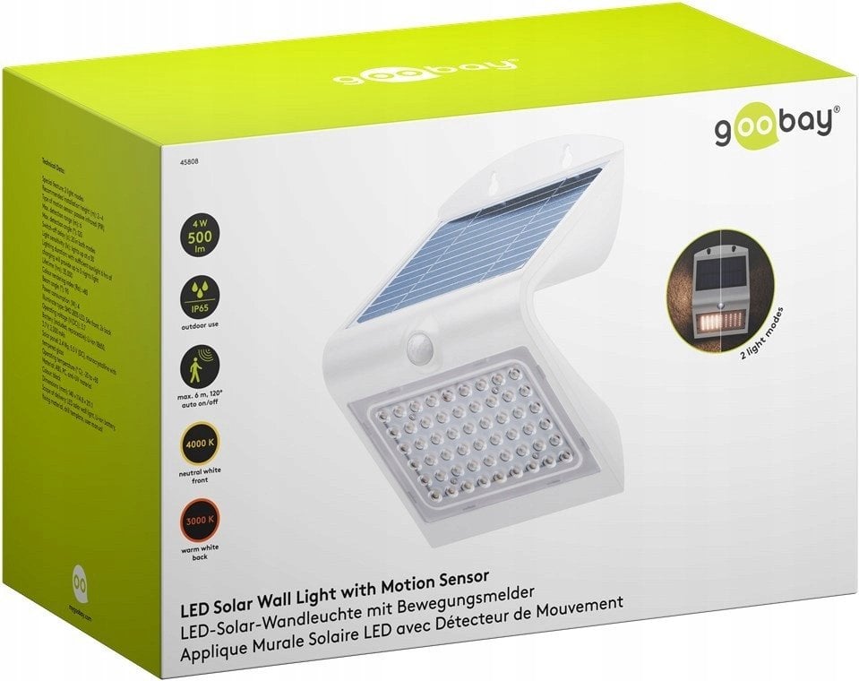 Solarny kinkiet LED z czujnikiem ruchu, 4 W