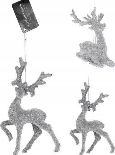 Koopman Zawieszka na choinkę Jeleń ozdoba świąteczna srebrna 15 cm 1szt